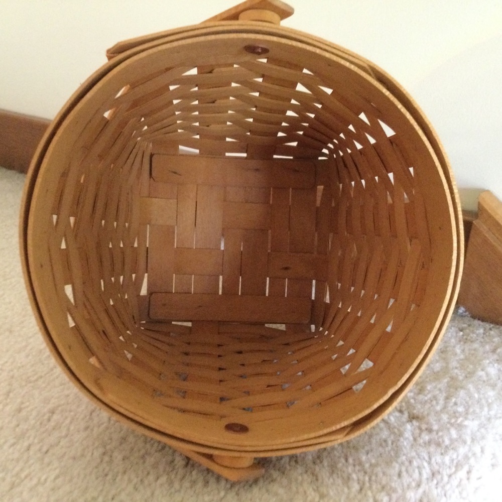 💝VINTAGE💯❤️LONGABERGER BASKET, LINED & HANDLE🎉🎉🎉GARDEN SPLENDOR LINING🎉 - Picture 11 of 12